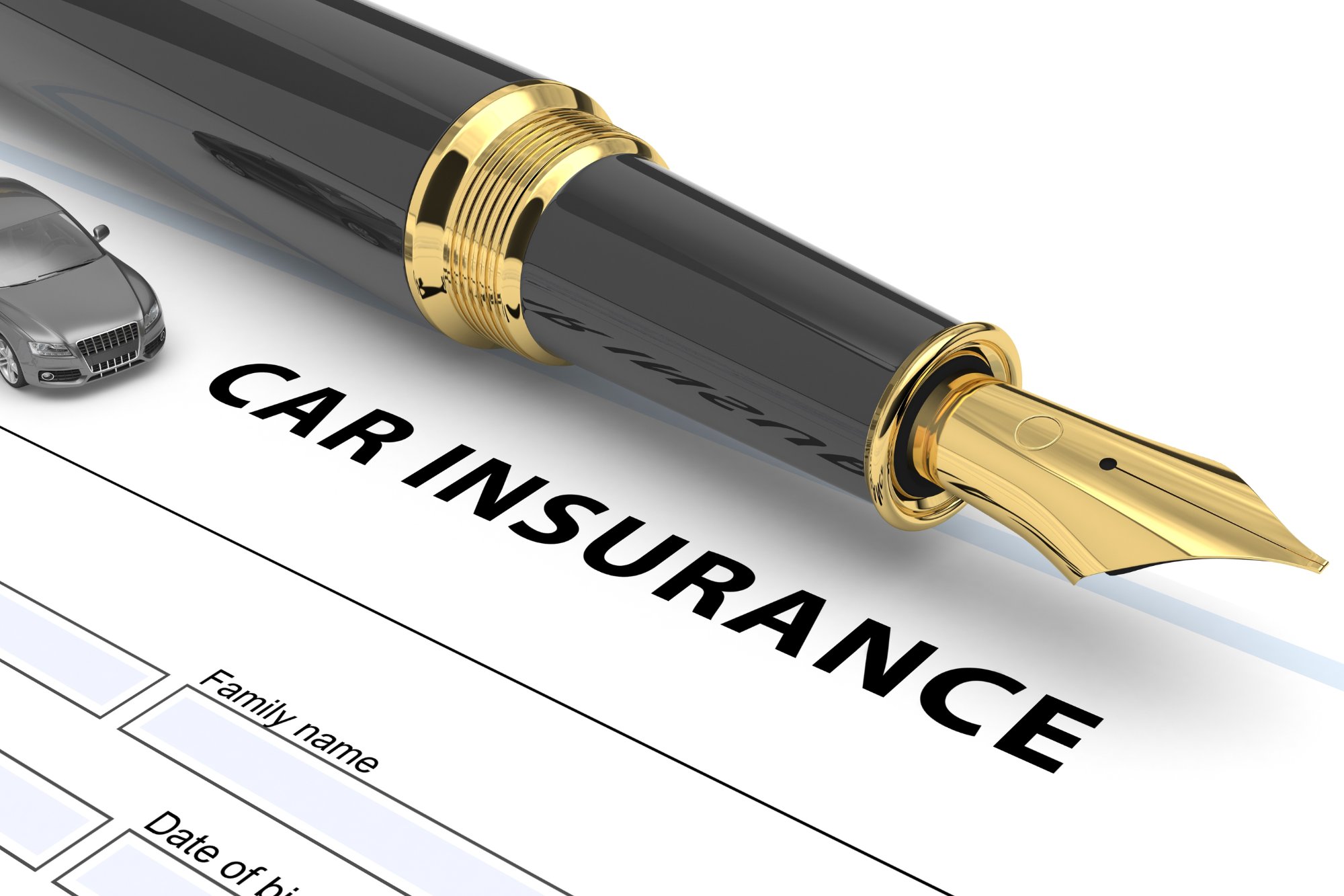 自動車保険の書類と万年筆